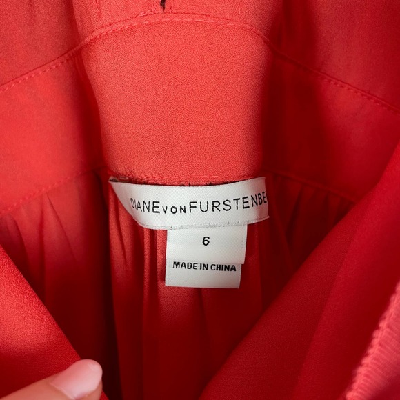 Diane Von Furstenberg Red Pleated Letty Silk Dress - Picture 9 of 10